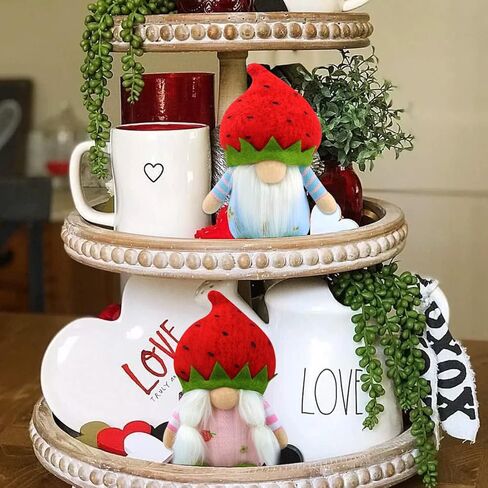 مجموعة Gehydy مكونة من 2 تماثيل الربيع لتزيين عيد الفصح والصيف والفراولة جنوم ديكور يدوي للمنزل والمطبخ صينية متدرجة in Kuwait