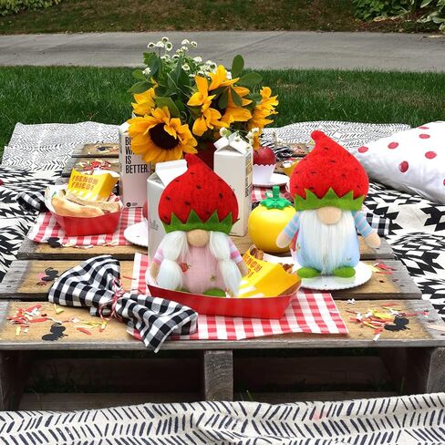 مجموعة Gehydy مكونة من 2 تماثيل الربيع لتزيين عيد الفصح والصيف والفراولة جنوم ديكور يدوي للمنزل والمطبخ صينية متدرجة in Kuwait