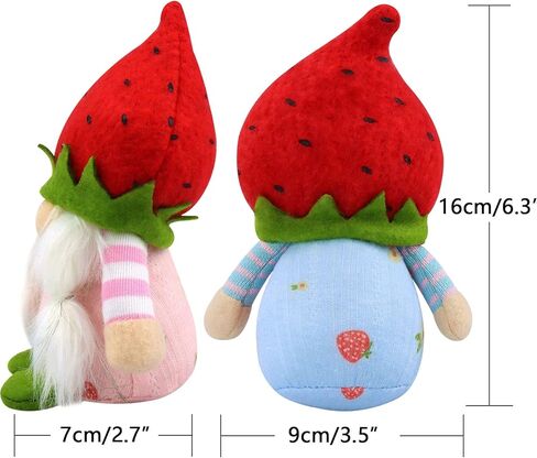 مجموعة Gehydy مكونة من 2 تماثيل الربيع لتزيين عيد الفصح والصيف والفراولة جنوم ديكور يدوي للمنزل والمطبخ صينية متدرجة in Kuwait