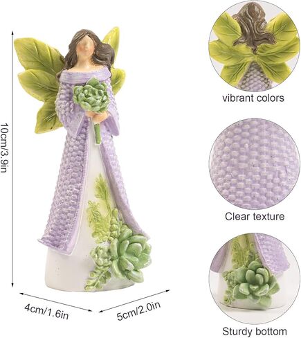 Spring Angel Figurine, 3.9" Resin Succulent Fairy Small Statue Miniature Fairy Garden Accessories Plant Pot Decorations, Indoor Table Shelf Tiered Tray Office Desk Home Decor, Gifts for Women in Kuwait