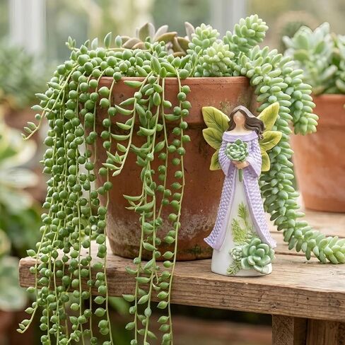 Spring Angel Figurine, 3.9" Resin Succulent Fairy Small Statue Miniature Fairy Garden Accessories Plant Pot Decorations, Indoor Table Shelf Tiered Tray Office Desk Home Decor, Gifts for Women in Kuwait