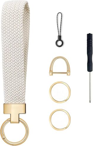 Stretchy Wristlet Keychain, Cute Key Chain, Woven Wrist Lanyard for Car Keys with 3 Keyrings and D-ring for Women Men in Saudi Arabia