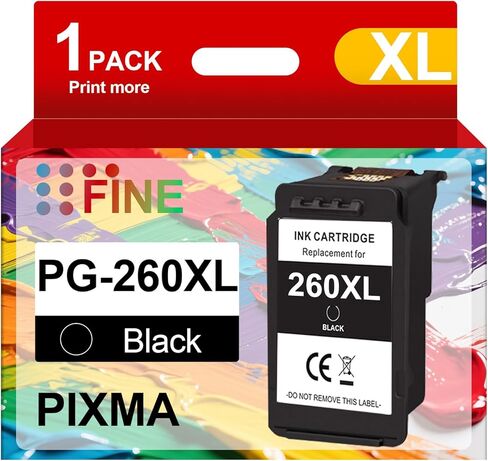 260XL Black Ink Cartridge 1 Pack Relacement for Canon PG-260 PG-260XL 260 XL Ink Cartridge Work for Pixma TS5320 TS5300 TS6420 TR7020 TR7022 Printer (1 Black) in Kuwait