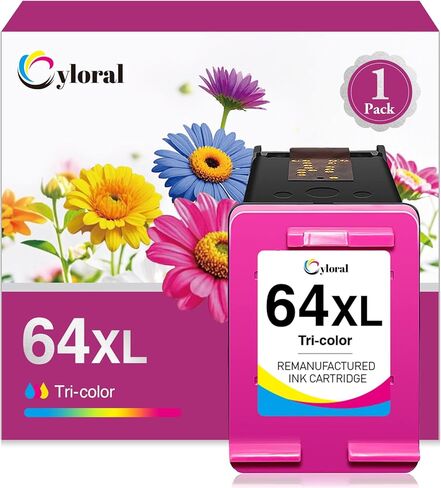 خرطوشة حبر ملونة 64XL لطابعات HP Envy Inspire 7255e 7258e 7955e 7958e 7900e Envy Photo 7855 7858 7800 7100 7155 6255 7164 طابعات Tango المعاد تصنيعها HP64 64 XL (اللون) in Kuwait