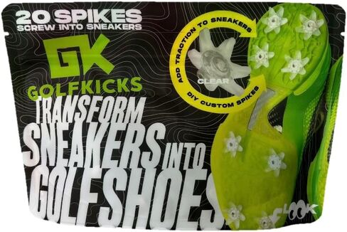 مجموعة مرابط أحذية الجولف DIY من Golfkicks - حوّل أحذيةك الرياضية إلى أحذية جولف - هدية ممتعة - مرابط متوافقة مع أحذية النعل المطاطي المسطح - تتضمن 20 مسمار جولف لأي حذاء وأدوات تثبيت in Saudi Arabia