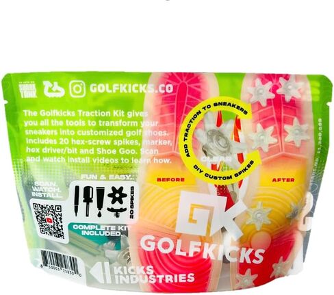 مجموعة مرابط أحذية الجولف DIY من Golfkicks - حوّل أحذيةك الرياضية إلى أحذية جولف - هدية ممتعة - مرابط متوافقة مع أحذية النعل المطاطي المسطح - تتضمن 20 مسمار جولف لأي حذاء وأدوات تثبيت in Saudi Arabia