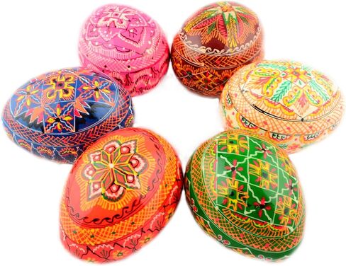 Easter Painted Eggs Wooden Ukrainian Pysanky Pysanka. Polish Pisanki. Czech Kraslice. Set of 6 in Kuwait
