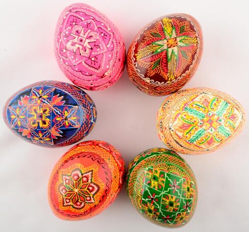 Easter Painted Eggs Wooden Ukrainian Pysanky Pysanka. Polish Pisanki. Czech Kraslice. Set of 6 in Kuwait