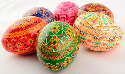 Easter Painted Eggs Wooden Ukrainian Pysanky Pysanka. Polish Pisanki. Czech Kraslice. Set of 6 in Kuwait