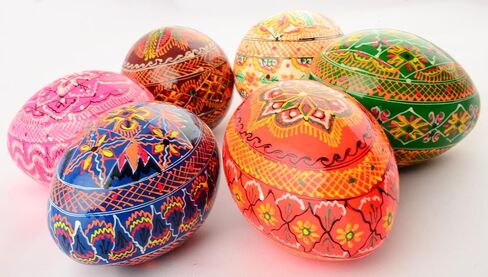 Easter Painted Eggs Wooden Ukrainian Pysanky Pysanka. Polish Pisanki. Czech Kraslice. Set of 6 in Kuwait