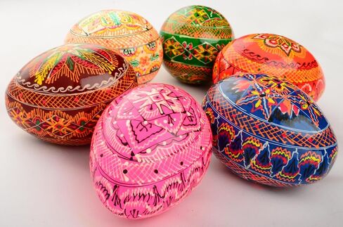 Easter Painted Eggs Wooden Ukrainian Pysanky Pysanka. Polish Pisanki. Czech Kraslice. Set of 6 in Kuwait