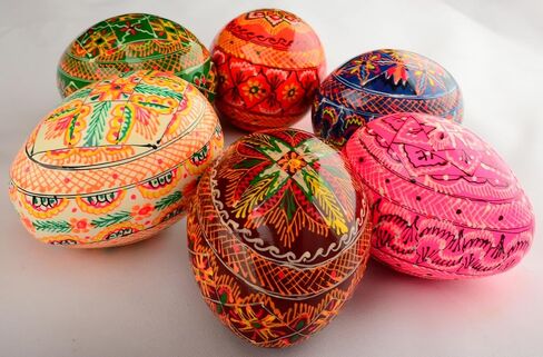 Easter Painted Eggs Wooden Ukrainian Pysanky Pysanka. Polish Pisanki. Czech Kraslice. Set of 6 in Kuwait