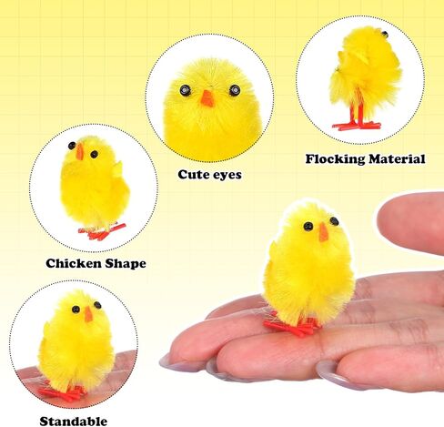 6pcs Mini Easter Chicks, 1.38 Inches High Yellow Tiny Fluffy Chenille Chicks Stuffed Animal Ornaments for Easter Party Favors, Egg Bonnet Decoration in Saudi Arabia