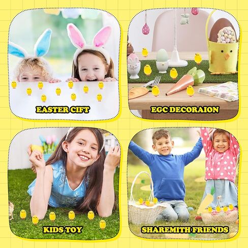 6pcs Mini Easter Chicks, 1.38 Inches High Yellow Tiny Fluffy Chenille Chicks Stuffed Animal Ornaments for Easter Party Favors, Egg Bonnet Decoration in Saudi Arabia