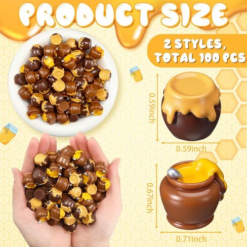 100 Pcs Spring Theme Mini Resin Honey Jars Figurine Bulk Honey Jar Miniatures for Bee Festival Favors Resin Crafts for Home Garden Landscape Models Scenes DIY Cake Toppers Wedding Party Gifts in Kuwait