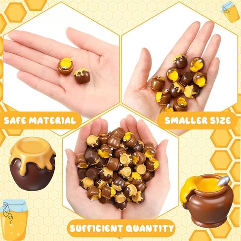 100 Pcs Spring Theme Mini Resin Honey Jars Figurine Bulk Honey Jar Miniatures for Bee Festival Favors Resin Crafts for Home Garden Landscape Models Scenes DIY Cake Toppers Wedding Party Gifts in Kuwait