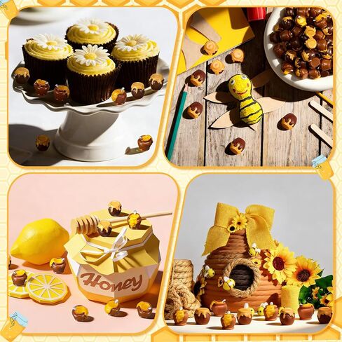 100 Pcs Spring Theme Mini Resin Honey Jars Figurine Bulk Honey Jar Miniatures for Bee Festival Favors Resin Crafts for Home Garden Landscape Models Scenes DIY Cake Toppers Wedding Party Gifts in Kuwait