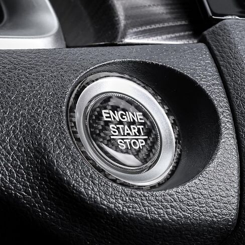 BETTERHUMZ Car Engine Start Button Decorative Ring Sticker Compatible with Honda Civic 2016 2017 2018 2019 2020 2021 Carbon Fiber Center Console Interior Accessories (Black) in Saudi Arabia