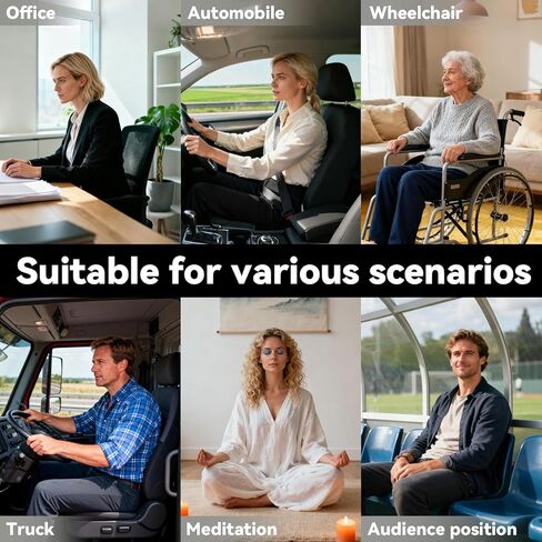18x16 Inch Memory Foam Seat Cushion Black, Ergonomic Office Chair Cushion with Pressure Relief Design, Supportive Chair Seat Cushion for Hip & Tailbone Support, Car, Home & Travel in Saudi Arabia