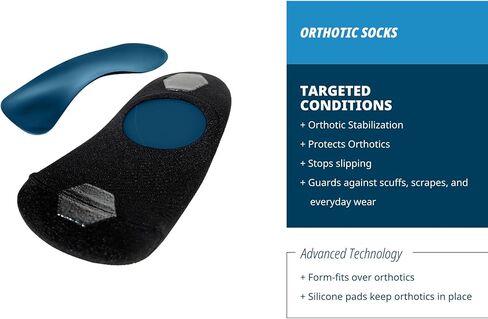 OS1st Orthotic Socks – Sockless Insole Liner for Arch Supports | Cushioned Insole Socks for Inserts | Barefoot Shoe Insert with Silicone Grip | Washable Shoe Liner, Black 1 Pair (Medium) in Kuwait