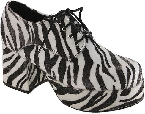 Ellie Shoes Men's Pimp Adult Costume Shoes Zebra Print - Small 8-9 in Saudi Arabia