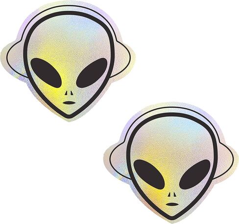 Neva Nude Kanye The Raver Alien Rainbow Holographic Nipztix Pasties Nipple Covers for Festivals, Raves, Parties, Lingerie and More, Medical Grade Adhesive, Waterproof and Sweatproof, Made in USA in Saudi Arabia