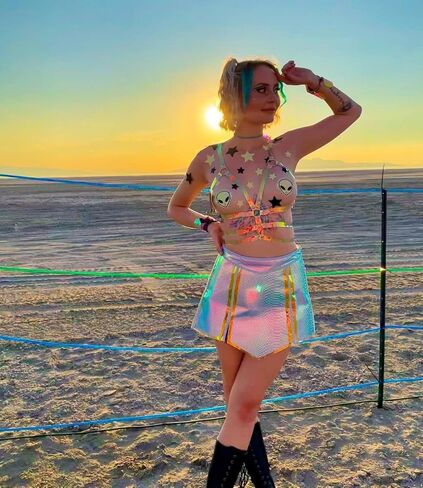 Neva Nude Kanye The Raver Alien Rainbow Holographic Nipztix Pasties Nipple Covers for Festivals, Raves, Parties, Lingerie and More, Medical Grade Adhesive, Waterproof and Sweatproof, Made in USA in Saudi Arabia