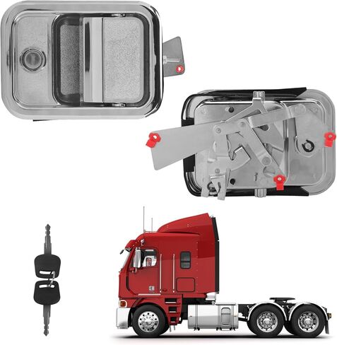 Door Handle with Lock Cylinder & Keys Compatible with 2003-2014 Freightliner Argo/Century Class/Columbia/Coronado, Exterior Front Left Side Door Handle Kit, Replace for 760-5202, A1842228002 in Kuwait