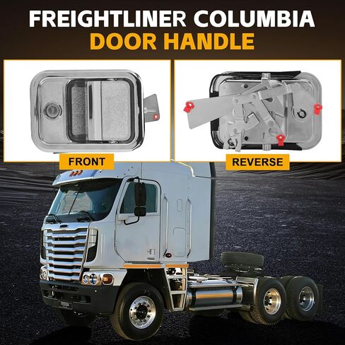 مقبض الباب مع أسطوانة القفل والمفاتيح المتوافقة مع 2003-2014 Freightliner Argo/Century Class/كولومبيا/كورونادو، مجموعة مقبض الباب الأمامي الأيسر الخارجي، استبدال 760-5202، A1842228002 in Kuwait