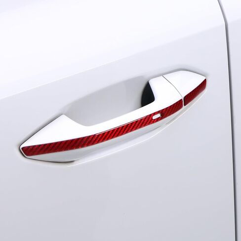BETTERHUMZ Car Outside Door Handle Sticker Compatible with Audi A3 8Y S3 RS3 Sportback 2021-2025 Carbon Fiber Exterior Molding Protector Trim Tuning Accessories (Red) in Saudi Arabia