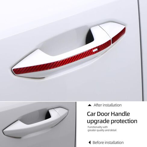 BETTERHUMZ Car Outside Door Handle Sticker Compatible with Audi A3 8Y S3 RS3 Sportback 2021-2025 Carbon Fiber Exterior Molding Protector Trim Tuning Accessories (Red) in Saudi Arabia