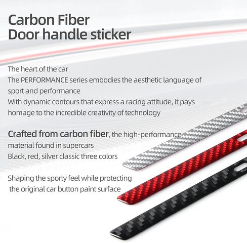 BETTERHUMZ Car Outside Door Handle Sticker Compatible with Audi A3 8Y S3 RS3 Sportback 2021-2025 Carbon Fiber Exterior Molding Protector Trim Tuning Accessories (Red) in Saudi Arabia