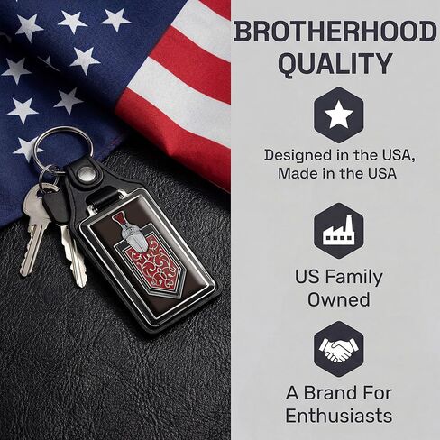 Brotherhood 1970's Compatible with Monte Carlo Dark Brown Emblem Design Keychain Key Holder Key Ring For Men Heavy Duty Car Keyring For Men and Women in Kuwait