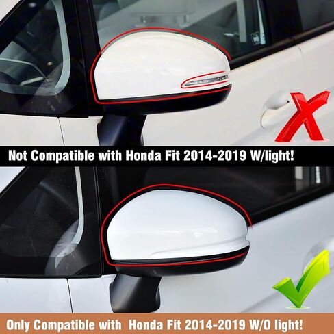 OWITAI Compatible with Honda Fit Left Driver Side Mirror Cap Cover 2015 2016 2017 2018, White Door Rearview Mirror Cover Replacement Without Turn Signal Light for Fit Left Side in Kuwait