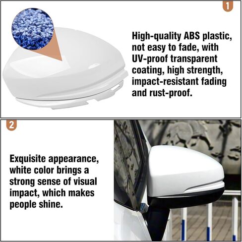 OWITAI Compatible with Honda Fit Left Driver Side Mirror Cap Cover 2015 2016 2017 2018, White Door Rearview Mirror Cover Replacement Without Turn Signal Light for Fit Left Side in Kuwait