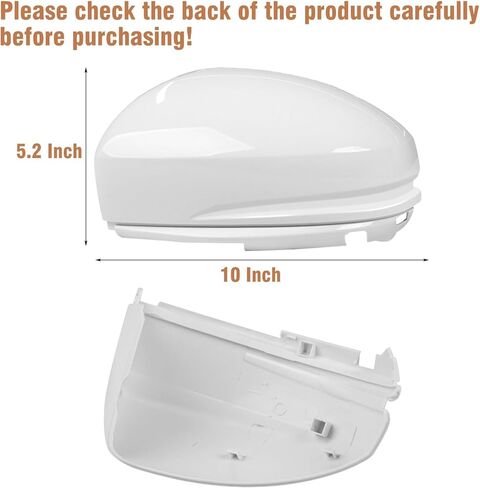 OWITAI Compatible with Honda Fit Left Driver Side Mirror Cap Cover 2015 2016 2017 2018, White Door Rearview Mirror Cover Replacement Without Turn Signal Light for Fit Left Side in Kuwait