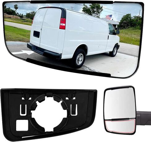 Compatible with Chevy Express/GMC Savana 2500 3500 2003-2017, Chevrolet Express 1500/Savana 1500 2003-2014, Lower Passenger Right Side Mirror Glass, Convex Rear View Mirror with Backing Plate in Kuwait