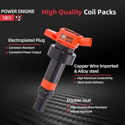 مجموعة من 4 حزمة ملف إشعال مطورة وقابس شرارة وفلتر هواء لـ 1.6L L4 2012-2017 Hyundai Accent، 2013-2017 Hyundai V-eloster، 2012-2017 Kia Rio يستبدل UF652 in Kuwait