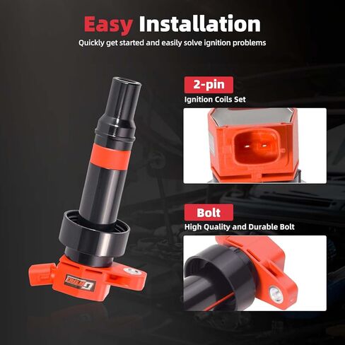 مجموعة من 4 حزمة ملف إشعال مطورة وقابس شرارة وفلتر هواء لـ 1.6L L4 2012-2017 Hyundai Accent، 2013-2017 Hyundai V-eloster، 2012-2017 Kia Rio يستبدل UF652 in Kuwait