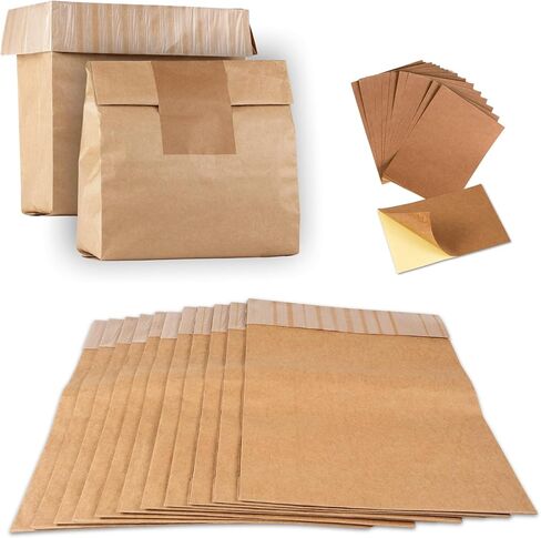 Trash Compactor Bags for Kitchen (12-Pack), Pre-Cuffed Heavy Duty Kraft Paper Compactor Bags with PE Liner, Includes Sticker Seals in Kuwait