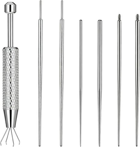 Piercing Grabber Tool, 6Pcs Stainless Steel Piercing Taper Insertion Tool with Piercings Ball Grabber, 14G 16G 18G Flat Back Threaded & Threadless Insertion Pins for Nose Lip Ear Tragus Helix Eyebrow in Kuwait