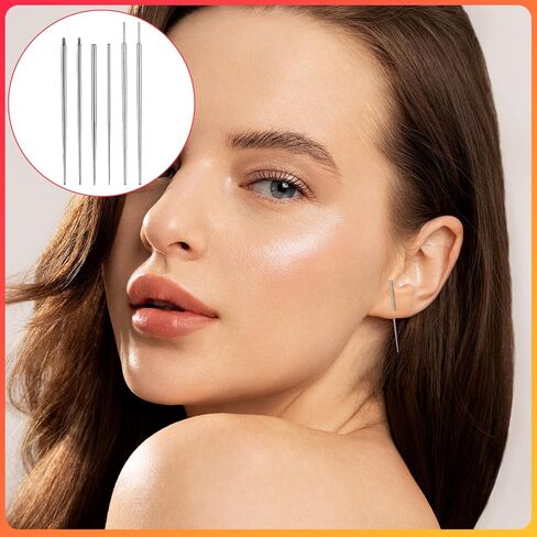 Piercing Grabber Tool, 6Pcs Stainless Steel Piercing Taper Insertion Tool with Piercings Ball Grabber, 14G 16G 18G Flat Back Threaded & Threadless Insertion Pins for Nose Lip Ear Tragus Helix Eyebrow in Kuwait