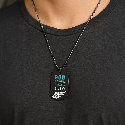 Inkstone Dogtag Necklaces | (12 Pack) | Bible Verses 2 Corinthians 5:7, Luke 1:37, and 1 John 4:16" | Religious Party Favors and Christian Bible Gifts for Men Women in Kuwait