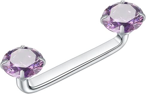 Xpircn 14G Titanium Surface Piercing Jewelry Flat Bar CZ Staple Barbell Internally Threaded Surface Tragus Staple Bar Piercing Jewelry 10/12/14mm in Kuwait