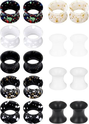 18PCS 00G Silicone Ear 00 Gauges, Flexible Flared Ear Tunnels Flesh Ear Plugs for Women Men (White/Black/Transparent) 10MM-20mm in Kuwait
