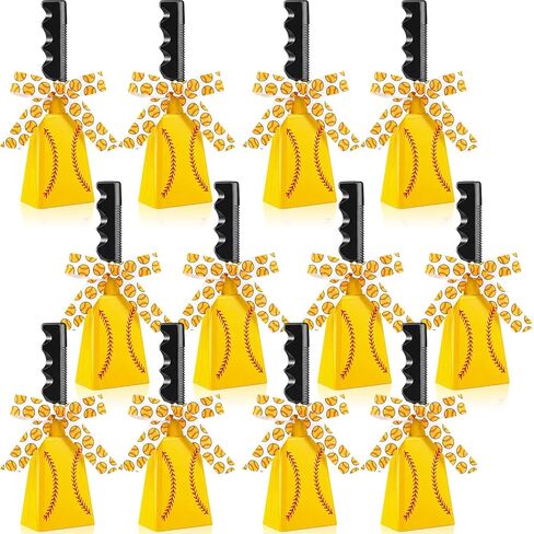 12 PCS 9'' Cowbell with Handle Football Steel Cheering Cow Bells Noise Maker with 4 Rolls Ribbons Large Loud Cow Hand Bells for Sport Events Football Soccer Games Party Concert in Saudi Arabia