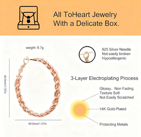 ToHeart الذهب أقراط الحلقة الفضية الملتوية هوب أقراط للنساء مجوهرات هيبوالرجينيك للنساء الأطواق الذهبية الكبيرة أقراط in Kuwait