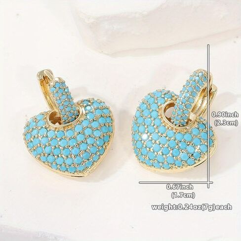 New Fashionable Blue Elegant Heart-shaped Hoop Earrings, Exquisite Accessories for Daily Dates, Suitable for Wearing At Festival Banquets and As Gifts in Saudi Arabia