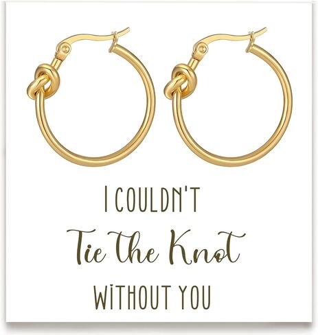 Bridesmaid Proposal Gifts, Tie the Knot Bridesmaid Earrings Knot Hoop Earrings for Bridesmaids Jewelry Maid of Honor Gifts for Wedding Bridal Party Favors in Kuwait