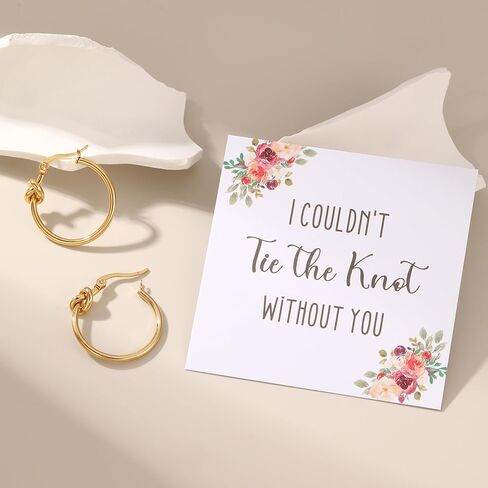 Bridesmaid Proposal Gifts, Tie the Knot Bridesmaid Earrings Knot Hoop Earrings for Bridesmaids Jewelry Maid of Honor Gifts for Wedding Bridal Party Favors in Saudi Arabia